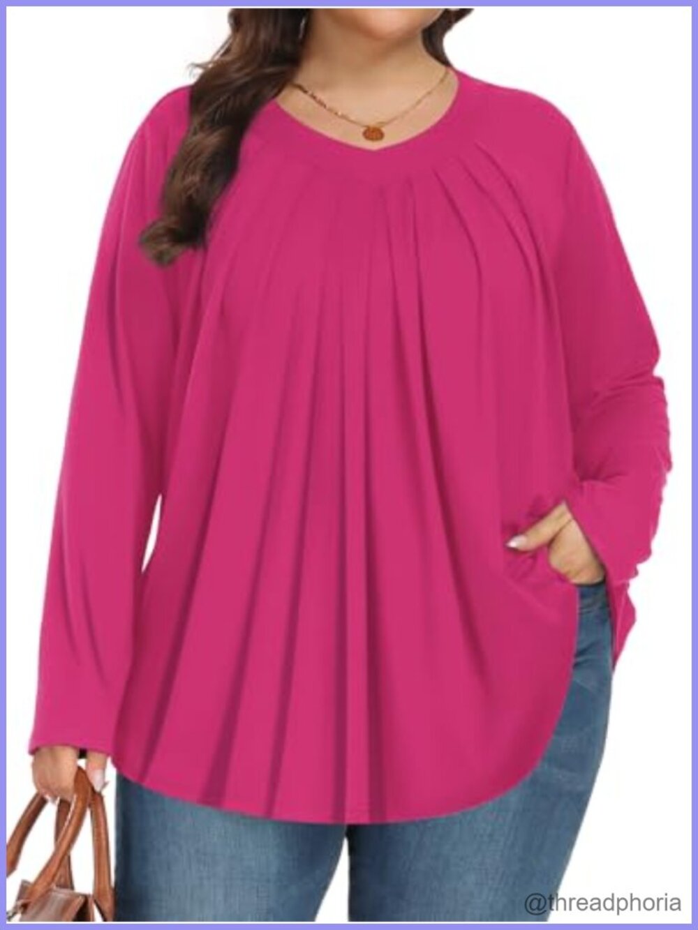 Womens Plus Size Long Sleeve V Neck Tunic Blouse Rayon Spandex